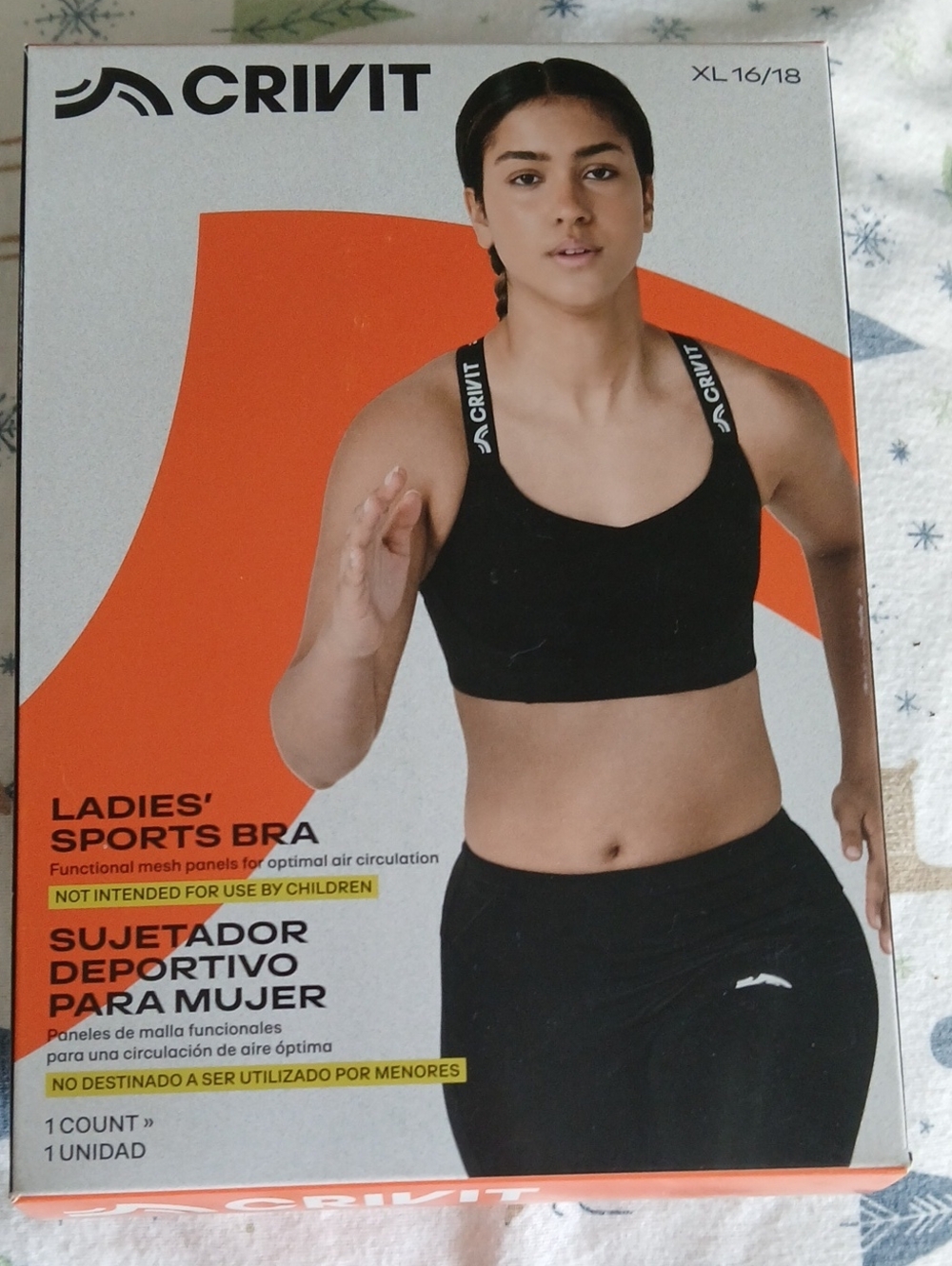 CRIVIT Women’s Black Sports Bra -  XL 16/18